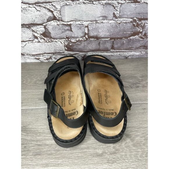 Finn Comfort Sylt Black Leather Triple Strap Wedge Sandals Men’s Sz 43EU/10M US - Picture 5 of 16